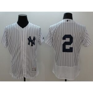 6863ae4c15591_1 Yankees #2 Derek Jeter White Strip Flexbase Authentic Collection Stitched MLB Jersey