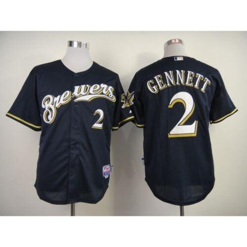 6863ae59ea527_1 Brewers #2 Scooter Gennett Navy Blue Alternate Cool Base Stitched MLB Jersey