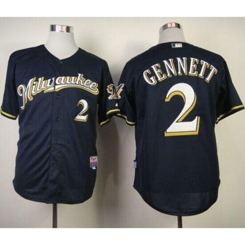 6863ae5da9e2f_1 Brewers #2 Scooter Gennett Navy Blue Alternate Road Cool Base Stitched MLB Jersey