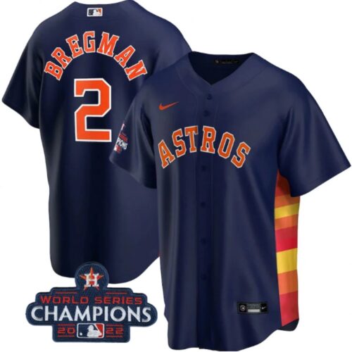 6863ae9cb4c65_1 Men's Houston Astros #2 Alex Bregman Navy 2022 World Series Champions Stitched Baseball Jersey