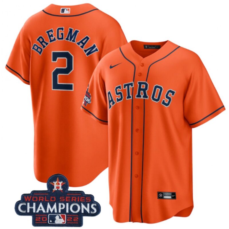 6863aeec99be4_1 Men's Houston Astros #2 Alex Bregman Orange 2022 World Series Champions Stitched Baseball Jersey