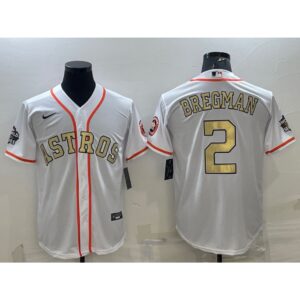 6863af3447acd_1 Men's Houston Astros #2 Alex Bregman White Gold 2022 World Series Stitched Baseball Jersey