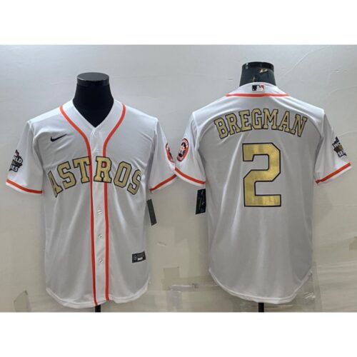 6863af38269be_1 Men's Houston Astros #2 Alex Bregman White Gold 2022 World Series Stitched Baseball Jersey