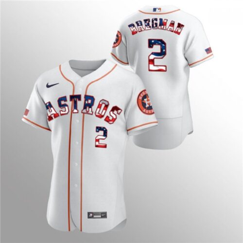 6863af49c438c_1 Men's Houston Astros #2 Alex Bregman White 2020 Stars & Stripes Flex Base Stitched Jersey