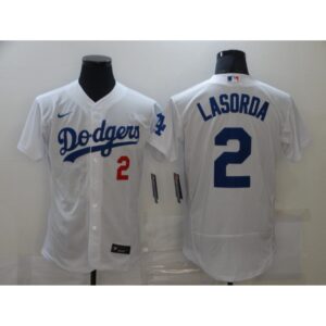 6863af6d035f9_1 Men's Los Angeles Dodgers #2 Tommy Lasorda White Flex Base Sttiched Jersey