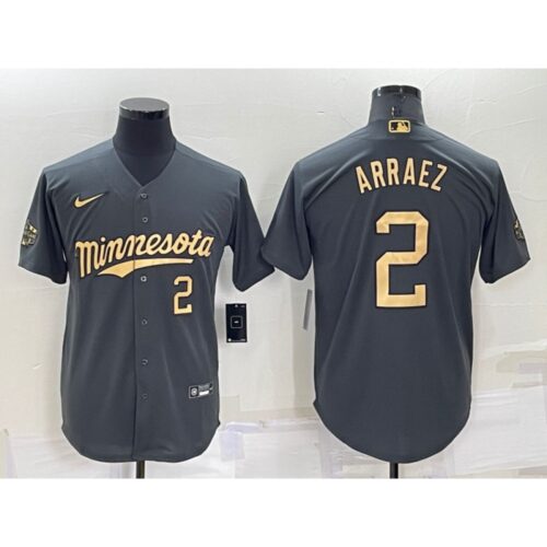 6863af914c254_1 Men's Minnesota Twins #2 Luis Arraez 2022 All-Star Charcoal Cool Base Stitched Baseball Jersey