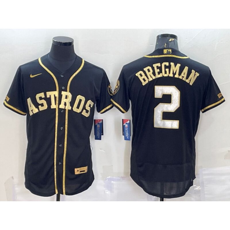6863afc5b795f_1 Men's Houston Astros #2 Alex Bregman Black Gold Flex Base Stitched Jersey