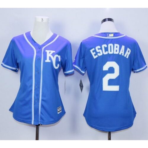 6863b016d842d_1 Royals #2 Alcides Escobar Blue Alternate 2 Women's Stitched MLB Jersey