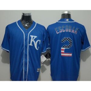 6863b019be7f6_1 Royals #2 Alcides Escobar Blue USA Flag Fashion Stitched MLB Jersey
