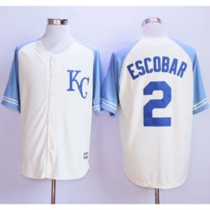 6863b01d4d549_1 Royals #2 Alcides Escobar Cream Exclusive Vintage Stitched MLB Jersey