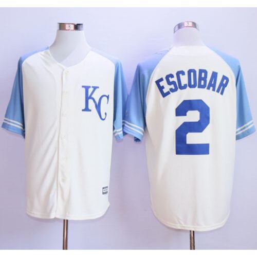 6863b01d4d549_1 Royals #2 Alcides Escobar Cream Exclusive Vintage Stitched MLB Jersey