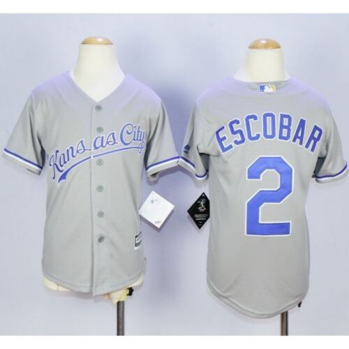 6863b034de325_1 Royals #2 Alcides Escobar Grey Cool Base Stitched Youth MLB Jersey