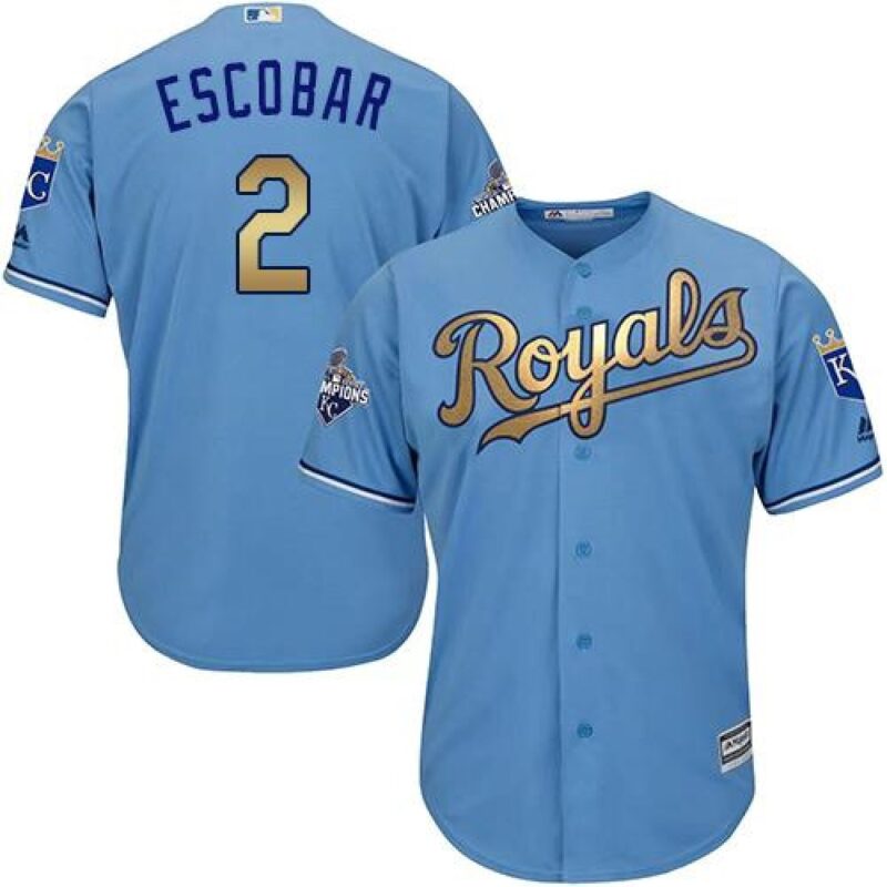 6863b03f37f3d_1 Royals #2 Alcides Escobar Light Blue 2015 World Series Champions Gold Program Cool Base Stitched Youth MLB Jersey
