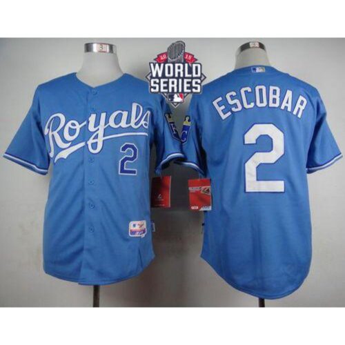 6863b048a4aec_1 Royals #2 Alcides Escobar Light Blue Alternate 1 Cool Base W/2015 World Series Patch Stitched MLB Jersey