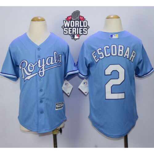 6863b04c27c78_1 Royals #2 Alcides Escobar Light Blue Alternate 1 Cool Base W/2015 World Series Patch Stitched Youth MLB Jersey