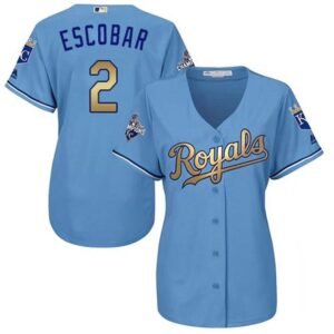 6863b05941602_1 Royals #2 Alcides Escobar Light Blue Women's 2015 World Series Champions Gold Program Cool Base Stitched MLB Jersey
