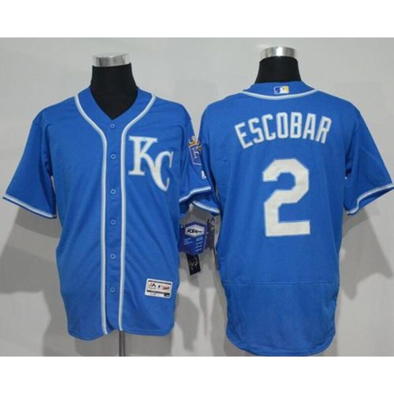 6863b05c05c2c_1 Royals #2 Alcides Escobar Royal Blue Flexbase Authentic Collection Stitched MLB Jersey