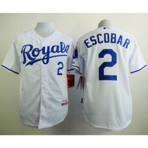 6863b0687a4e2_1 Royals #2 Alcides Escobar White Cool Base Stitched MLB Jersey