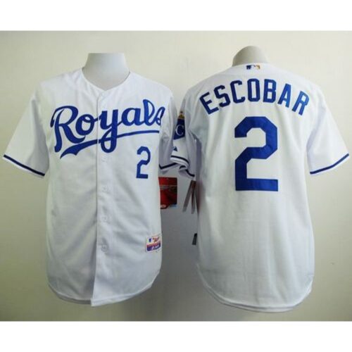 6863b0687a4e2_1 Royals #2 Alcides Escobar White Cool Base Stitched MLB Jersey