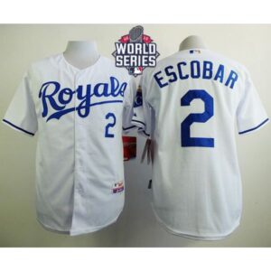 6863b06f0dd1d_1 Royals #2 Alcides Escobar White Cool Base W/2015 World Series Patch Stitched MLB Jersey