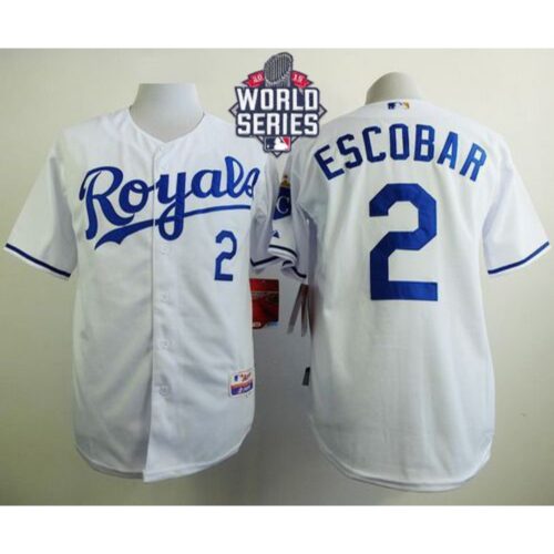 6863b06f0dd1d_1 Royals #2 Alcides Escobar White Cool Base W/2015 World Series Patch Stitched MLB Jersey