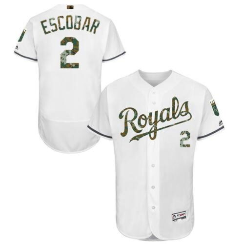 6863b0765a764_1 Royals #2 Alcides Escobar White Flexbase Authentic Collection 2016 Memorial Day Stitched MLB Jersey