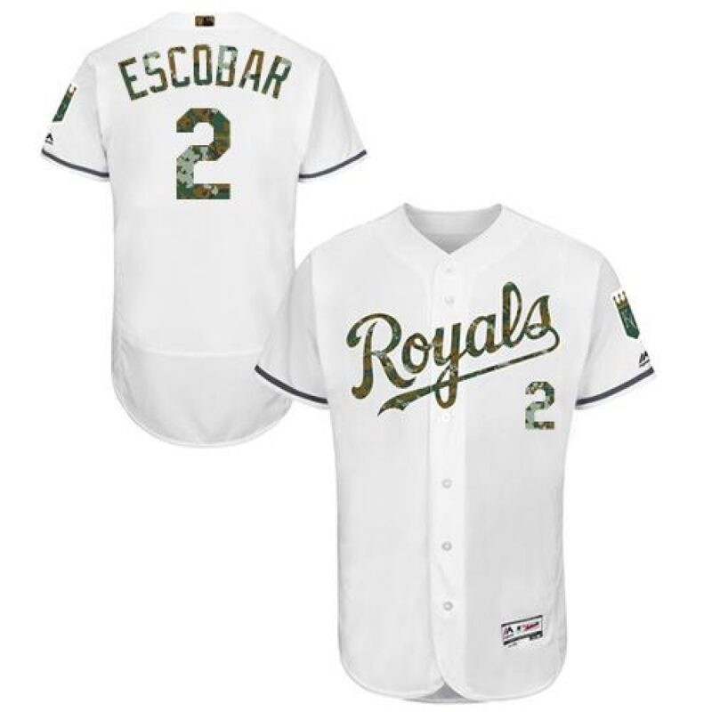 6863b0765a764_1 Royals #2 Alcides Escobar White Flexbase Authentic Collection 2016 Memorial Day Stitched MLB Jersey