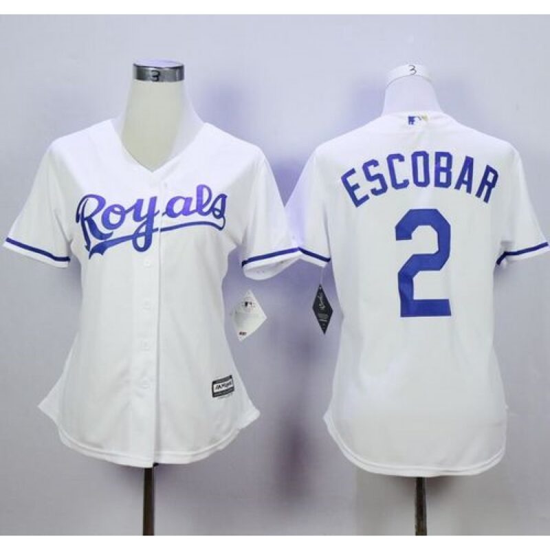 6863b07da2e9e_1 Royals #2 Alcides Escobar White Home Women's Stitched MLB Jersey