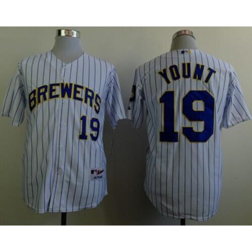 6863b157d4991_1 Brewers #19 Robin Yount White(Blue Strip) Stitched MLB Jersey