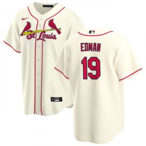 6863b15ea323a_1 Men's St. Louis Cardinals #19 Tommy Edman Cream Cool Base Stitched Jersey