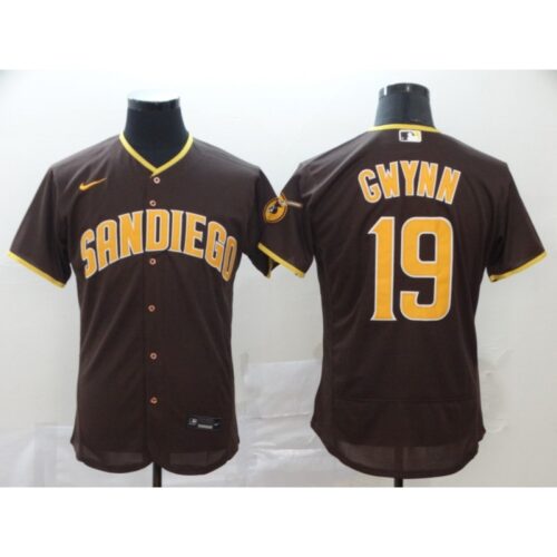 6863b19ea54cf_1 Men's San Diego Padres #19 Tony Gwynn Coffee Flex Base Stitched MLB Jersey