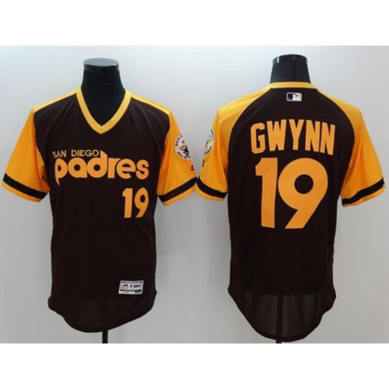 6863b1a56f690_1 Padres #19 Tony Gwynn Brown/Gold Flexbase Authentic Collection Cooperstown Stitched MLB Jersey
