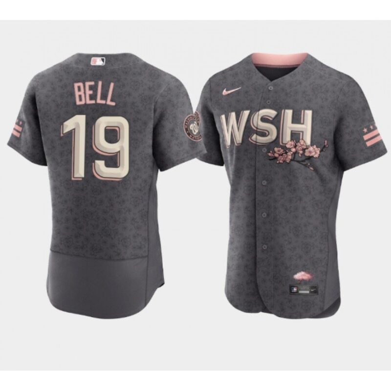 6863b1d87bdcc_1 Men's Washington Nationals #19 Josh Bell 2022 Grey City Connect Cherry Blossom Flex Base Stitched MLB Jersey