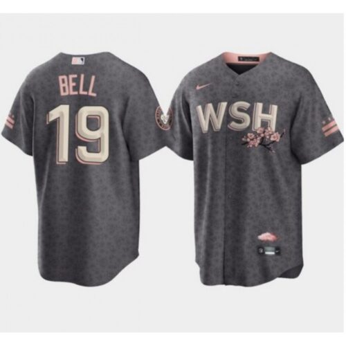 6863b1dc28e01_1 Men's Washington Nationals #19 Josh Bell 2022 Grey City Connect Cherry Blossom Cool Base Stitched Jersey