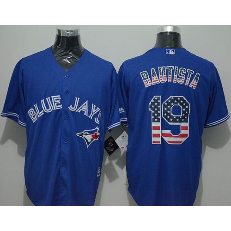 6863b20defc6d_1 Blue Jays #19 Jose Bautista Blue USA Flag Fashion Stitched MLB Jersey