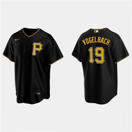6863b211a32ff_1 Men's Pittsburgh Pirates #19 Daniel Vogelbach Black Cool Base Stitched Jersey