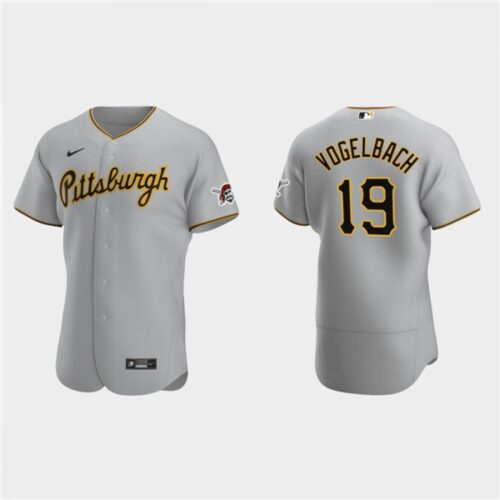 6863b21c646df_1 Men's Pittsburgh Pirates #19 Daniel Vogelbach Grey Flex Base Stitched MLB Jersey