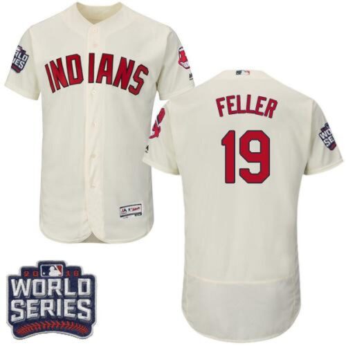 6863b2332fe87_1 indians #19 Bob Feller Cream Flexbase Authentic Collection 2016 World Series Bound Stitched MLB Jersey