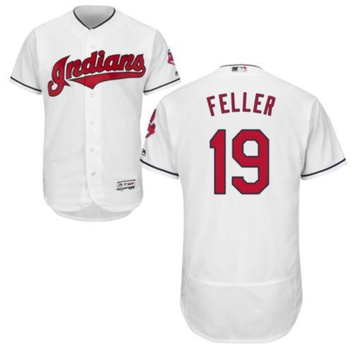6863b25355020_1 indians #19 Bob Feller White Flexbase Authentic Collection Stitched MLB Jersey