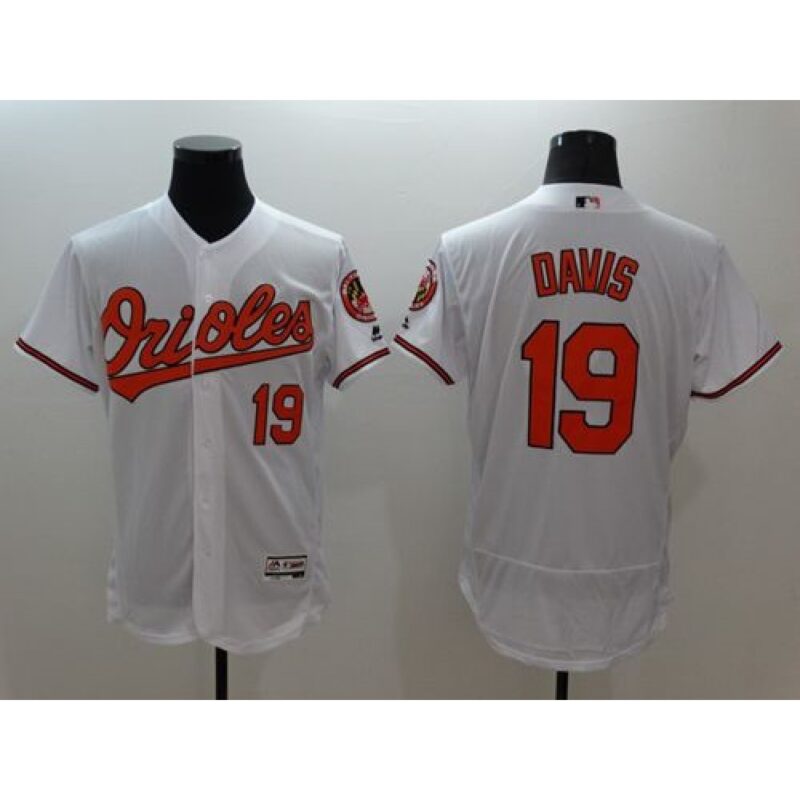 6863b2b88d26f_1 Orioles #19 Chris Davis White Flexbase Authentic Collection Stitched MLB Jersey