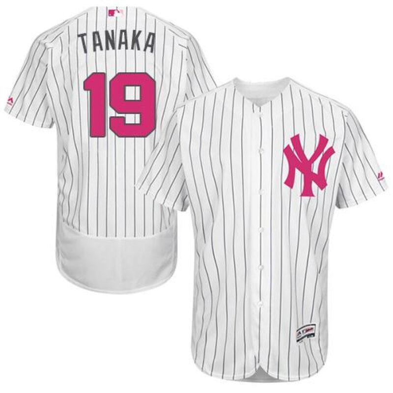 6863b2ccd2778_1 Yankees #19 Masahiro Tanaka White Strip Flexbase Authentic Collection 2016 Mother's Day Stitched MLB Jersey