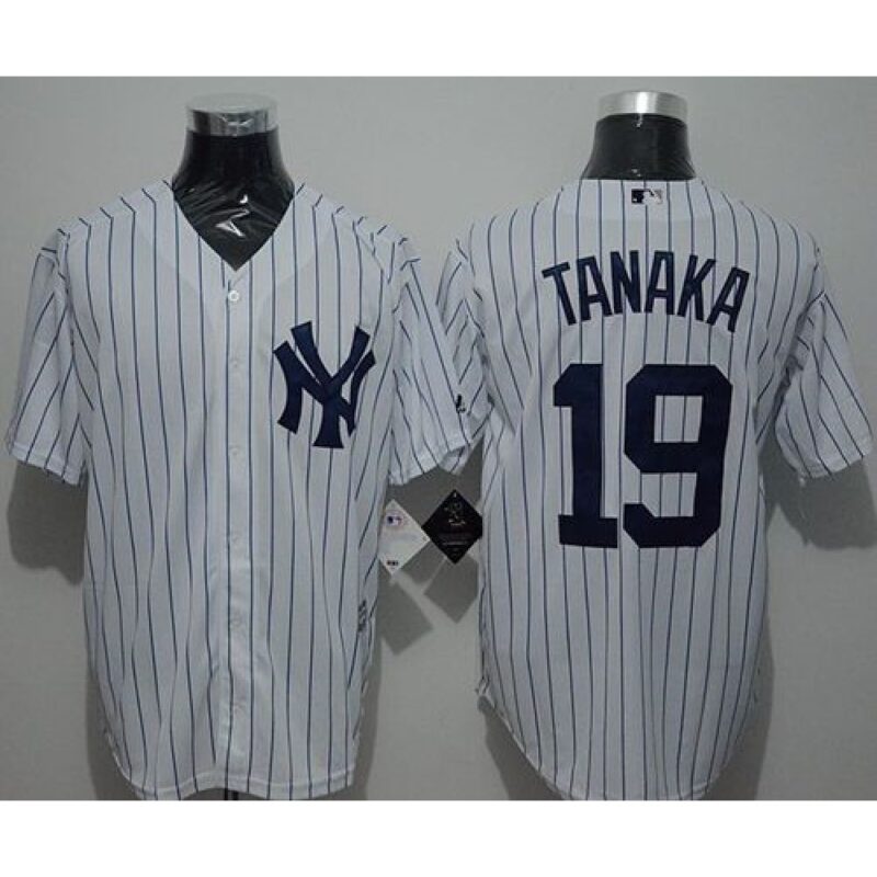 6863b2d0979f1_1 Yankees #19 Masahiro Tanaka White Strip New Cool Base Stitched MLB Jersey