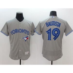6863b33c2cfaf_1 Blue Jays #19 Jose Bautista Grey Flexbase Authentic Collection Stitched MLB Jersey