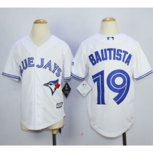 6863b381f3835_1 Blue Jays #19 Jose Bautista White New Cool Base Stitched Youth MLB Jersey