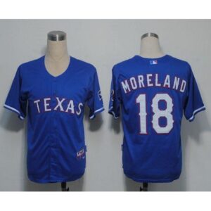 6863b42af21dc_1 Rangers #18 Mitch Moreland Blue Cool Base Stitched MLB Jersey
