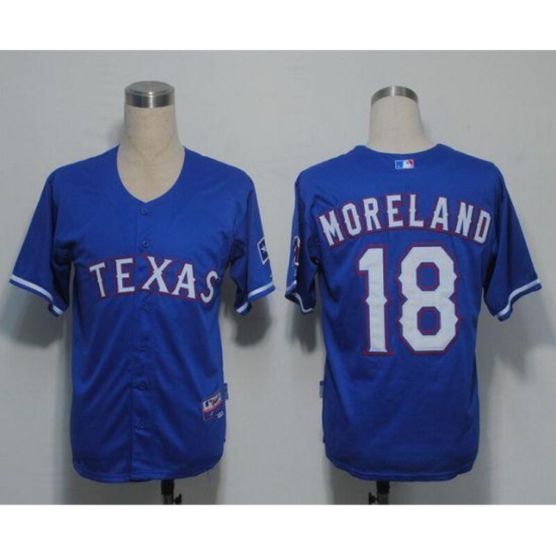 6863b42af21dc_1 Rangers #18 Mitch Moreland Blue Cool Base Stitched MLB Jersey