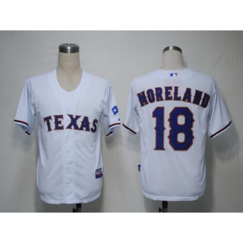 6863b43cf0081_1 Rangers #18 Mitch Moreland White Cool Base Stitched MLB Jersey