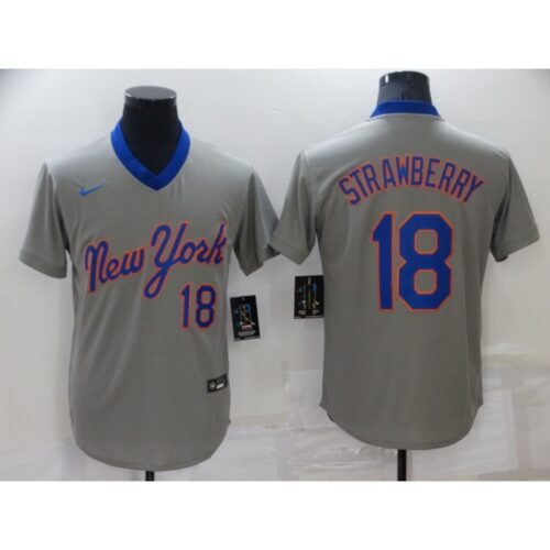 6863b48cb0a55_1 Men's New York Mets #18 Darryl Strawberry Grey Stitched Baseball Jersey