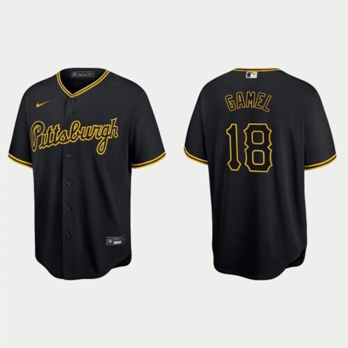 6863b4aee520a_1 Men's Pittsburgh Pirates #18 Ben Gamel Black Cool Base Stitched Jersey