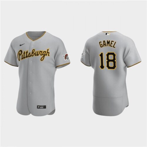 6863b4b9ee544_1 Men's Pittsburgh Pirates #18 Ben Gamel Grey Flex Base Stitched Jersey